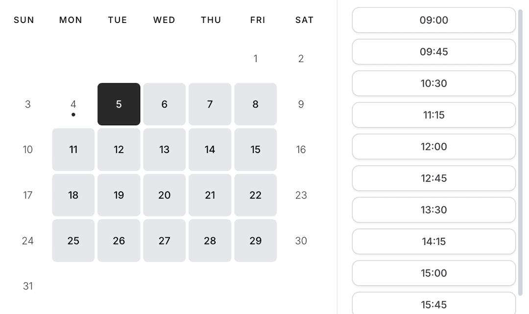 Cal.com Booking Interface