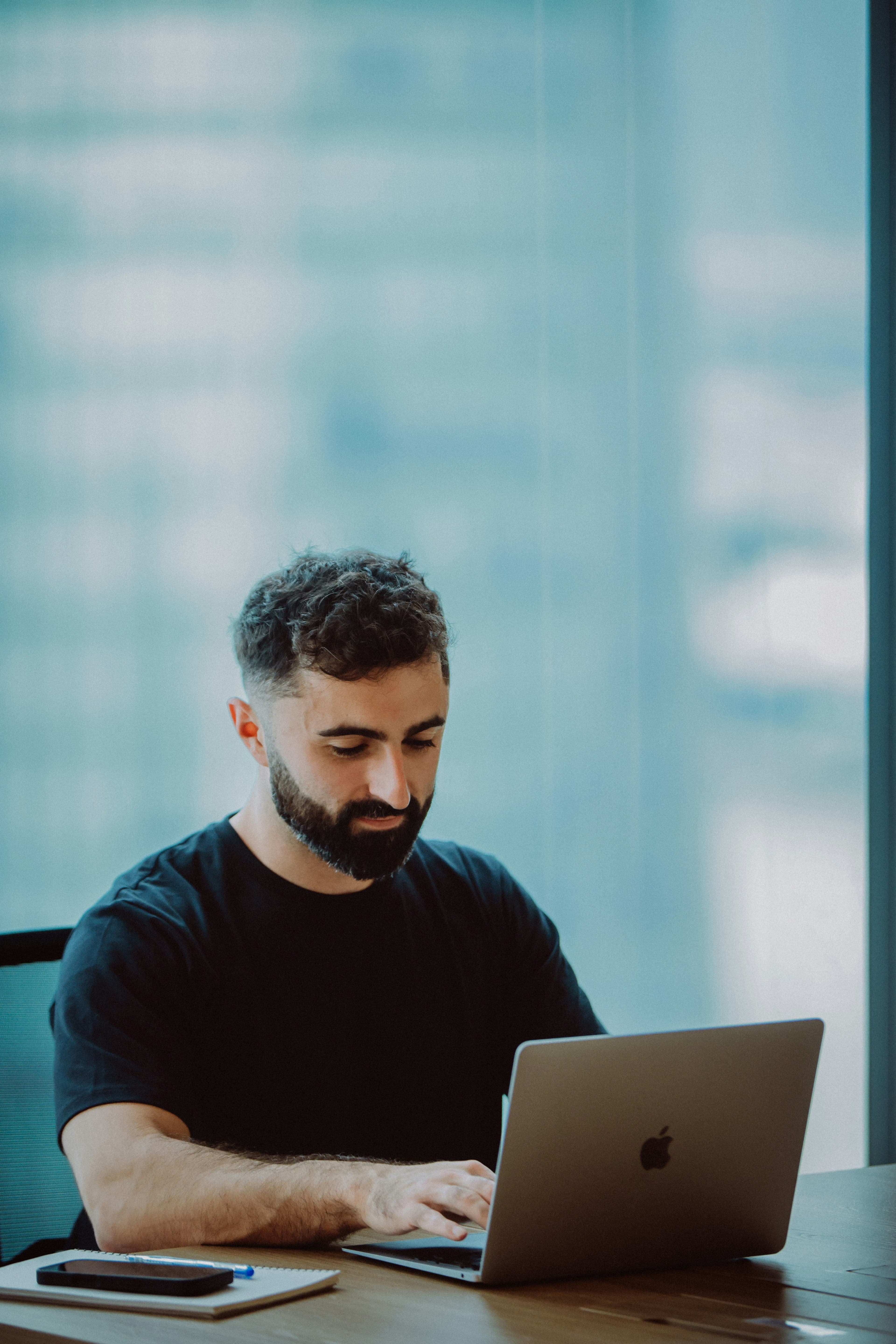 Engineer working in a bright office